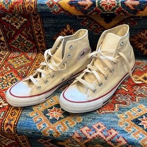 Converse high tops in off white. Barely worn!